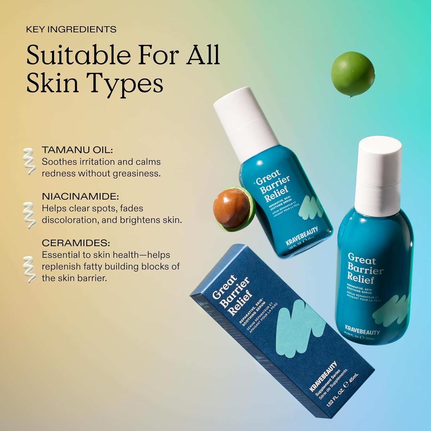 KraveBeauty Great Barrier Relief, Soothing Skin Barrier Repair Serum, Contains Tamanu Oil to Soothe and Calm Redness, For All Skin Types, Vegan & Cruelty Free, 1.52 fl oz - Image 7