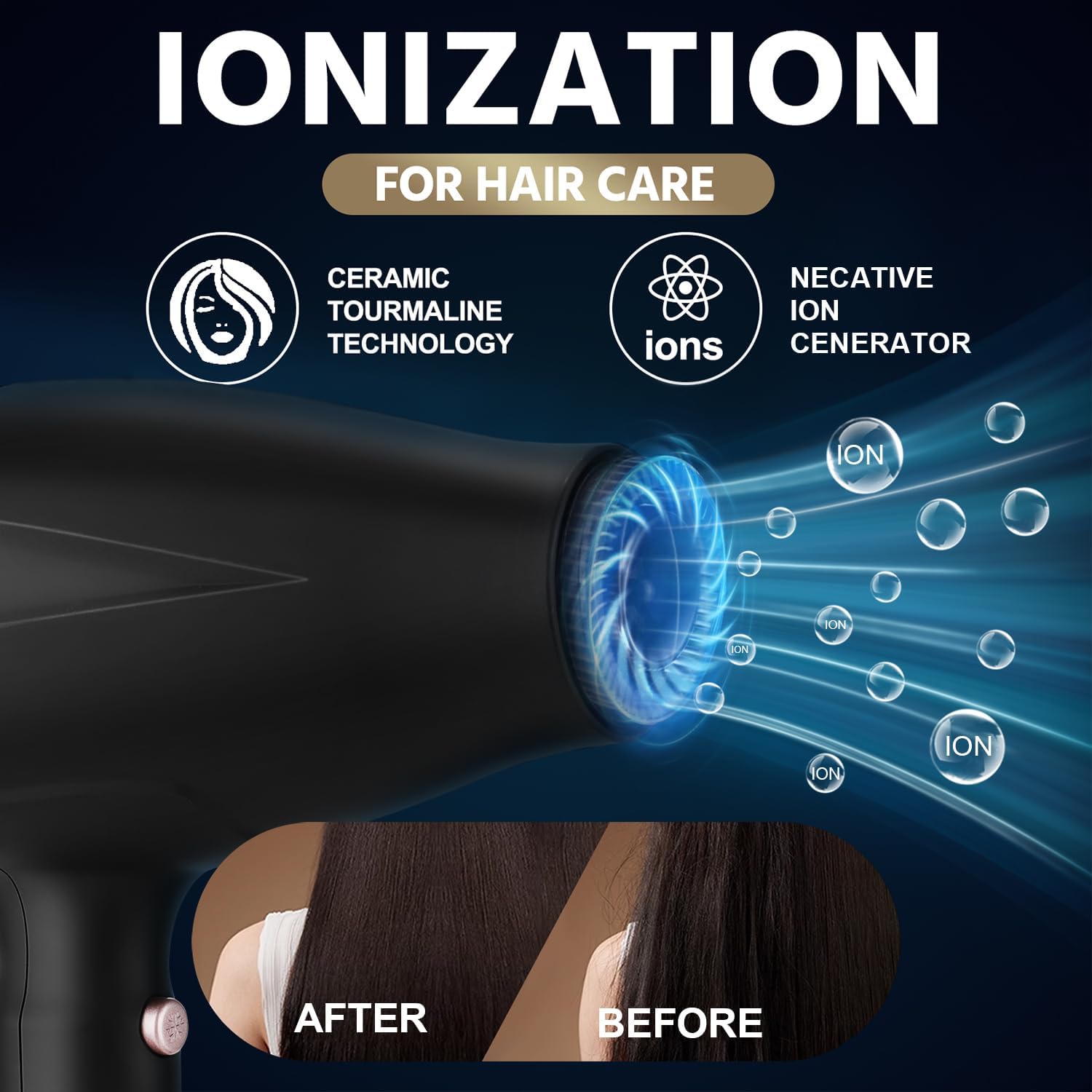 RESUXI Professional Ionic Hair Dryer,2200w AC Motor Blow Dryer Fast Drying Low Noise Travel Hair Dryers with Diffuser Nozzle Concentrator Comb for Women Curly and Straight Hair - Image 3