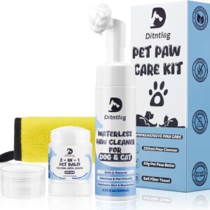 Dog Paw Care Kit - Paw Cleaner for Dogs & Cats, No-Rinse Foaming with Built-in Scrubber Brush for Small, Medium & Large Dog,Balm for Repairing Dry,Cracked Paws & Nose, Pet Foot Washer(6.75 fl+1.75 oz)