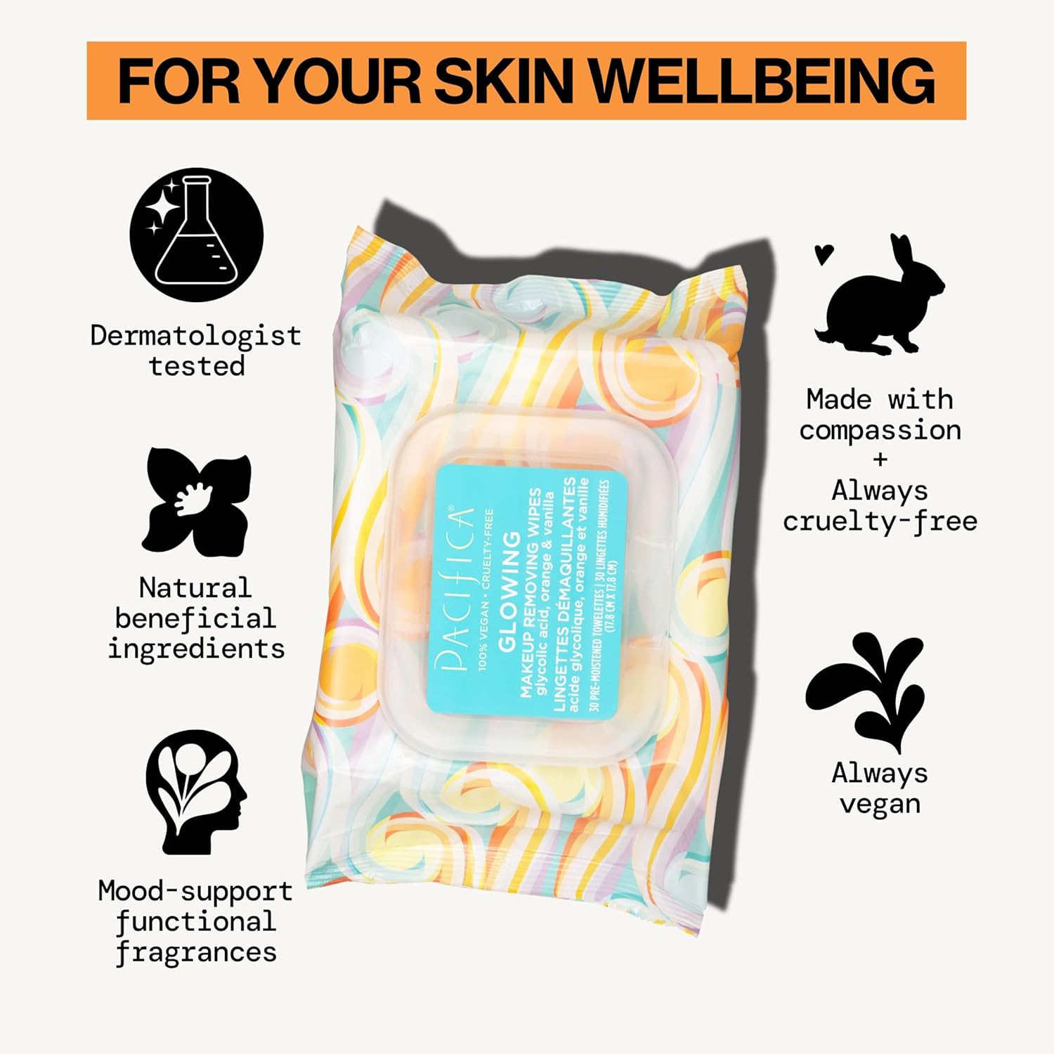 Pacifica Organic Makeup Remover Face Wipes 30 Count - Cleansing & Exfoliating Towelettes - Image 6