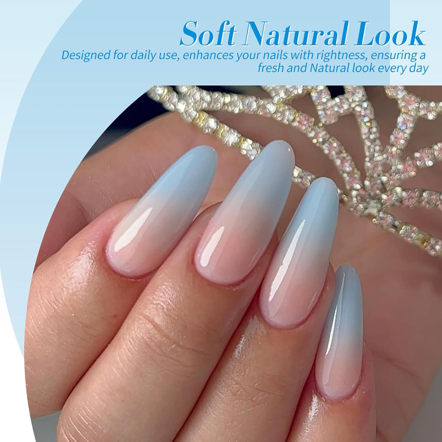 BORN PRETTY 4th of July Gel Nail Polish Blue Series,Jelly Transparent,Cat Magnetic Eye,Shimmer Glitter Holographic Blue Gel Polish Kit for Salon Manicure and Nail Art DIY at Home 6Colors - Image 3