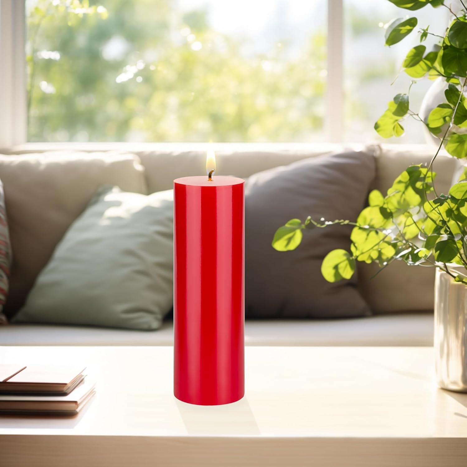 Mega Candles 1 pc Unscented Solid Red Pillar Candles, Hand Poured Premium Wax Candle 3 Inch x 9 Inch, Home Décor, Spas, Weddings, Celebrations, Party, Centerpieces, Holidays, Vigils, Prayers - Image 3