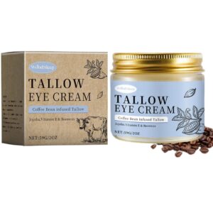 Coffee Beef Tallow Eye Cream for Dark Circles, Beef Tallow for Skin,Organic Grass Fed Beef Tallow Eye Cream, Rapid Wrinkle Repair, Daily Anti-Aging Under Eye Cream, Tired Eyes, Fragrance Free,