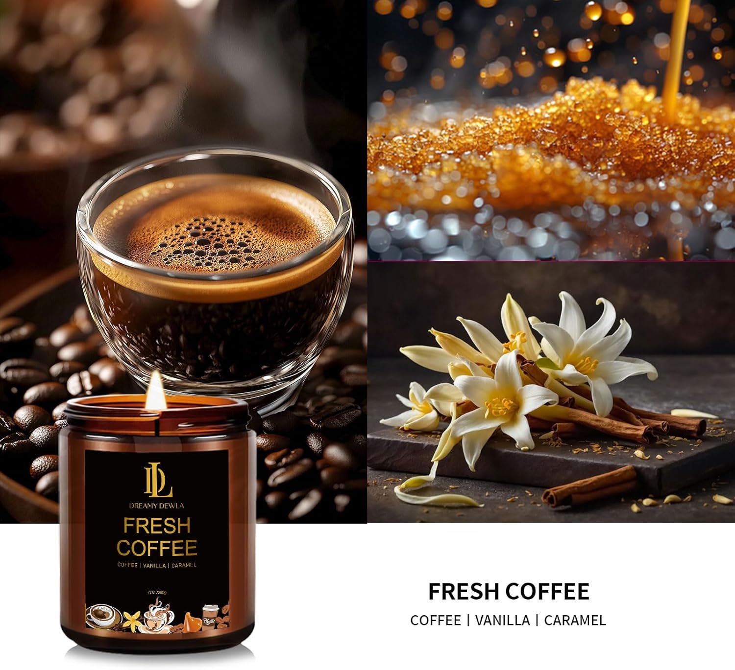 Fresh Coffee Candles, Coffee Scented Candle, Natural Soy Candles for Home Scented, Long Lasting with 50 Hour Burn Time, Gifts for Men Women - Image 2