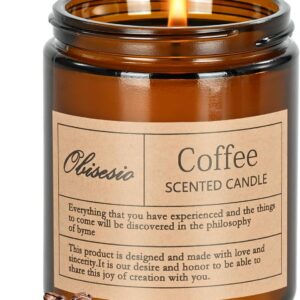 Scented Coffee Candle, Candles for Home Scented, Bath and Body Works Candle for Women, Aromatherapy Jar Candles Gift for Home(Amber Jar, Coffee)