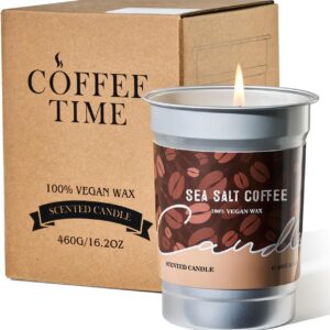 M&SENSE Vegan Soy Wax Candle, Sea Salt Coffee Naturally Scented 99-Hour Burn Time, Natural Aromatherapy Candle for Relaxing, Unique Housewarming Gifts for Coffee Lovers