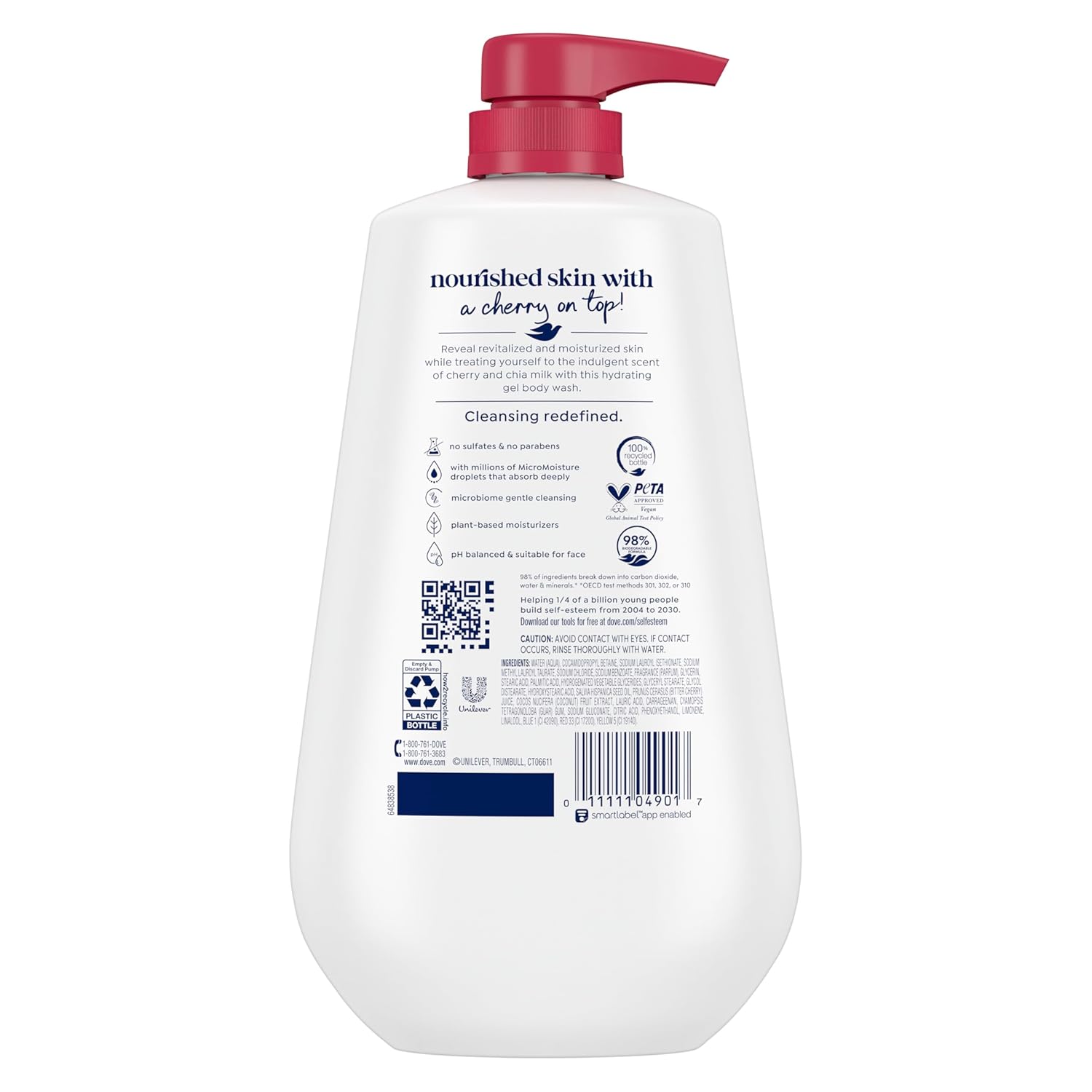 Dove Cherry & Chia Milk Moisturizing Body Wash 30.6 oz with Pump - Image 2