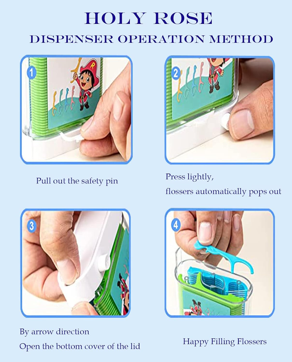 Kids Professional Unflavored Dental Floss Picks Dispenser Set 2 Boxes for Children and Teens - Image 7