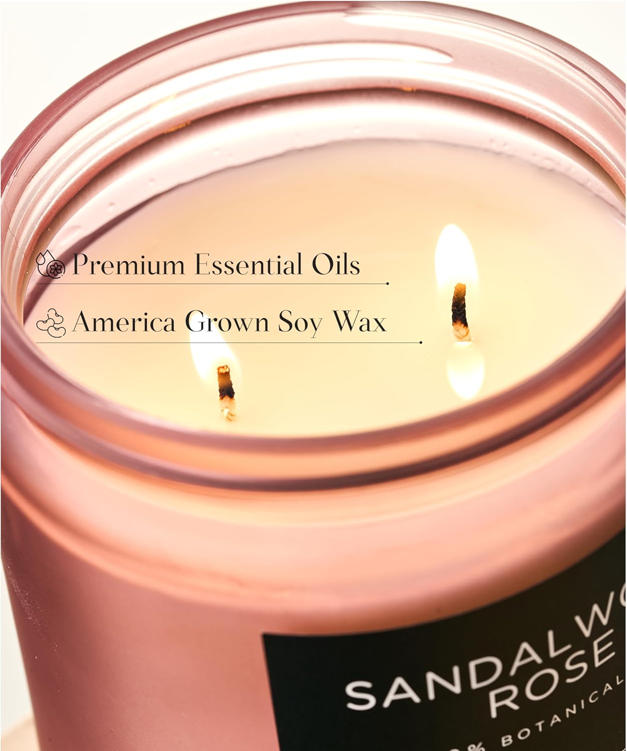 M&SENSE Sandalwood Rose Scented Candle - 11.6oz Natural Soy Wax Non Toxic 70-Hour Burn Long Lasting Candle, 2-Wick Strong Scent for Home - Slow-Burning Housewarming Gift for Men & Women - Image 4