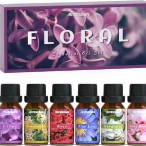 Floral Essential Oils Set, ARVIDSSON Flower Fragrance Oil for Candle Making - Rose, Gardenia, Cherry Blossom, Honeysuckle, Lilac, Diffuser Scented Oil Gift for Women