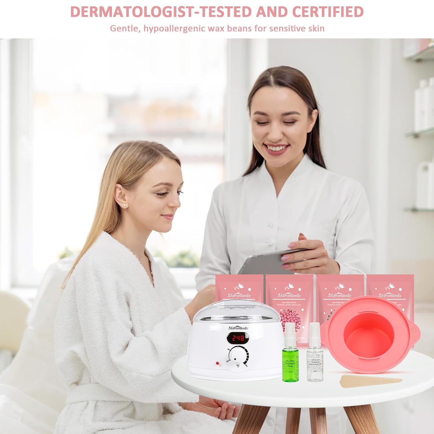 Waxing Kit -Digital Wax Warmer Machine for Hair Removal with 4 Packs of Hard Wax Beads & Silicone Pot for Full Body, Legs, Face, Eyebrows, Bikini, Brazilian at Home Waxing Kit for Women Men - Image 2