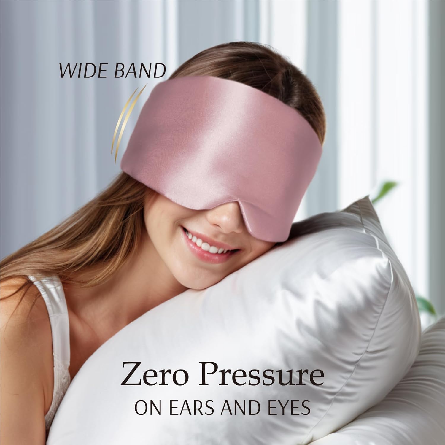 Zenssia 100% Mulberry Silk Sleep Mask Eye Mask for Man and Woman with Adjustable Headband, Full Size Large Sleep Mask & Blindfold for Total Blackout for All Night Sleep, Travel & Nap- Light Plum - Image 5