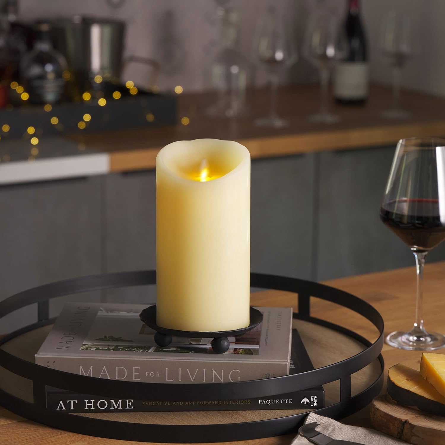 Luminara Scalloped Edge Flameless LED Candle - Ivory 4" x 7" - Real Wax Pillar Battery Operated Moving Flame w/Timer Unscented 1000Hr Runtime - Image 6