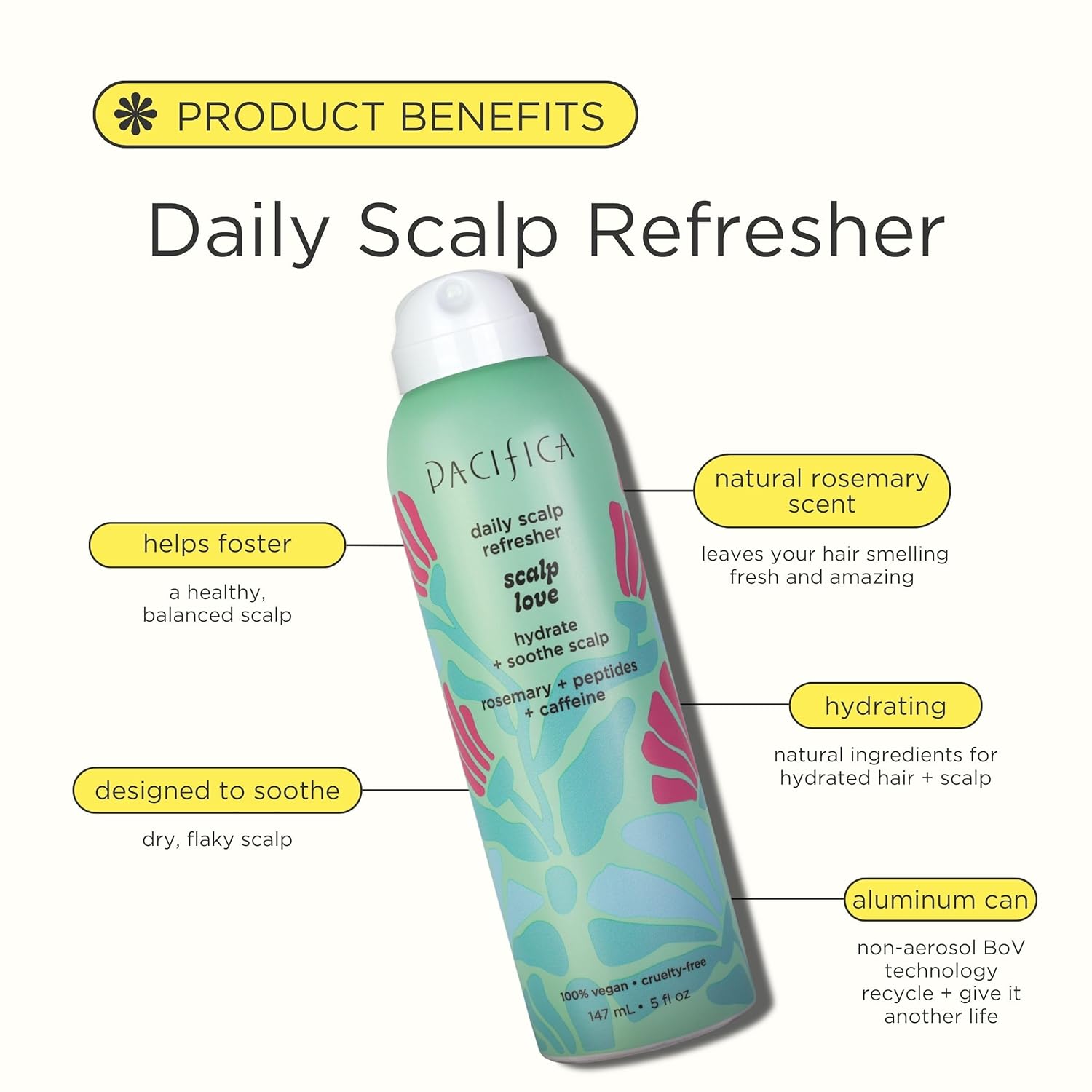 Pacifica Rosemary Mint 5oz Scalp Refresher Spray Daily Cooling Treatment Itchy Scalp Vegan Cruelty-Free - Image 2