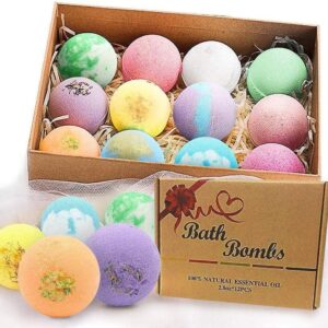 Bath Bombs for Women, 12 PCS Bath Bombs for Girls Kids Toddlers Adults, Shea & Coco Butter Dry Skin Moisturize, Bath Bomb Kit for Birthday Halloween Christmas