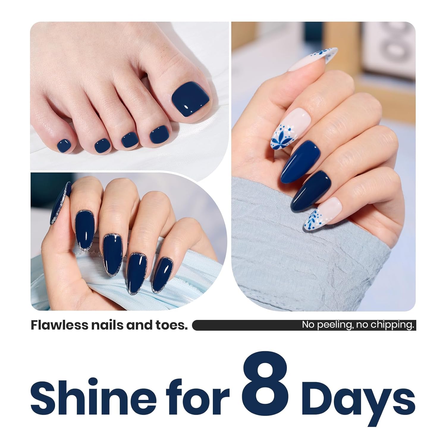Beetles Dark Blue Nail Polish-1Pcs 15ml Fast Drying Nail Polish Winter Nail Polish Nail Lacquer Glossy Finish Nail Art Design for Women,Up to 8 Days of Wear, 0.51 FL OZ - Image 5