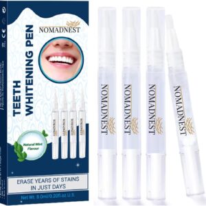 NomadNest Teeth Whitening Pen (4 Pcs) - Painless Teeth Whitener, No Sensitivity, Mint Flavor, Travel-Friendly