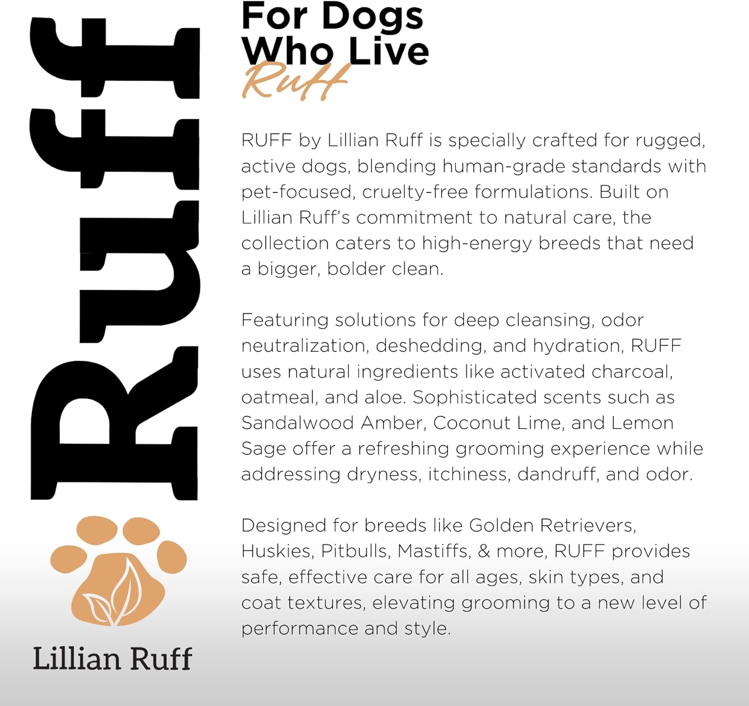 RUFF by Lillian Ruff Oatmeal Dog Shampoo | Sandalwood Amber | Professional Dog Shampoo With Aloe & Coconut Oil | Relieves Itching & Hot Spots | Moisturizing & Deodorizing | Safe for Puppies | USA Made - Image 6