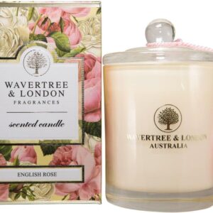 Wavertree & London Organic English Rose Scent Soy Wax Candle | Non Toxic 100% Cotton Wick Triple Scented Pure Natural Soy Wax Candles, Hand Poured in Australia | 60 Hours Burning Time, 11.66 Oz