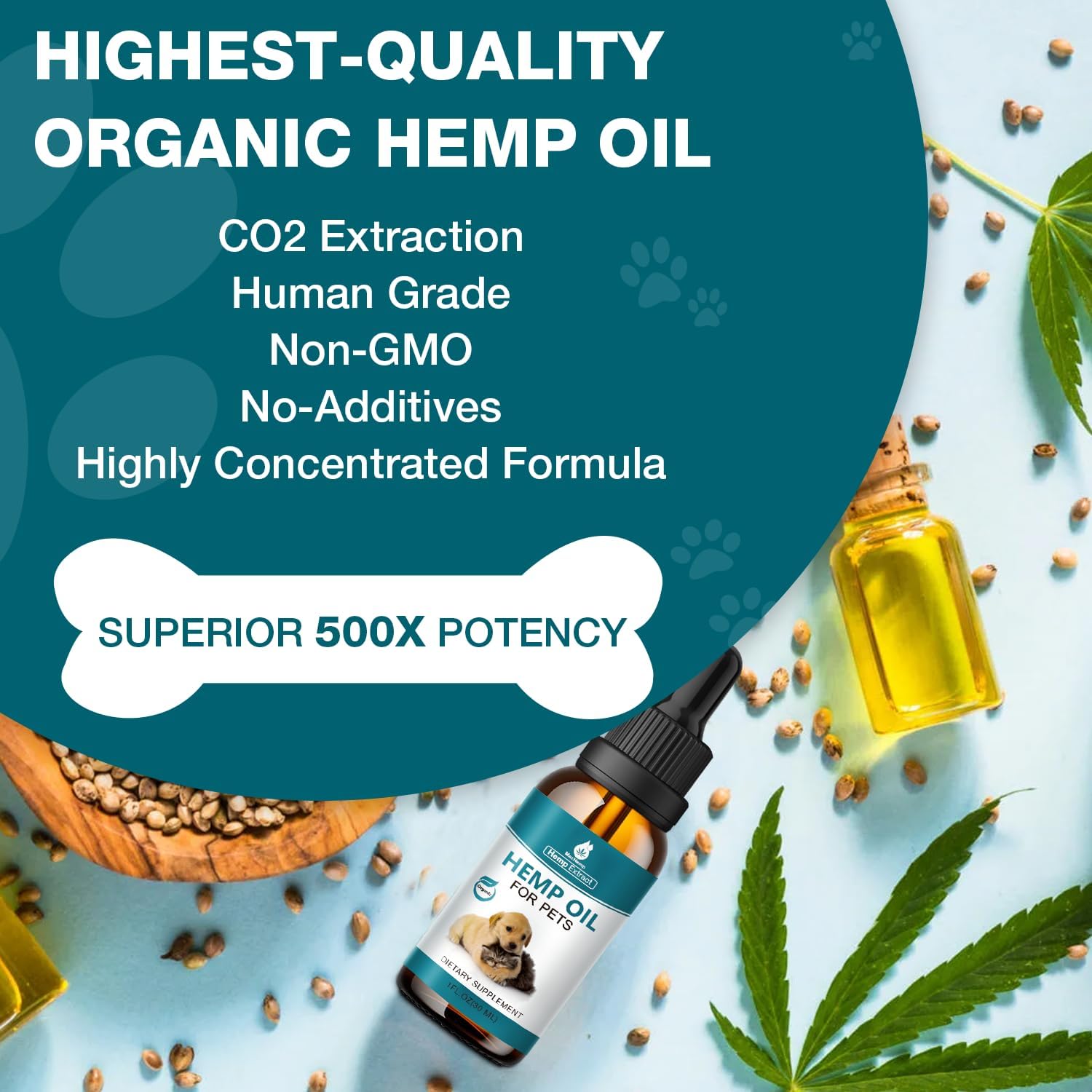 3 Pack Organic Pet Hemp Oil Natural Calming for Dog Cat Anxiety Pain Relief - Image 3