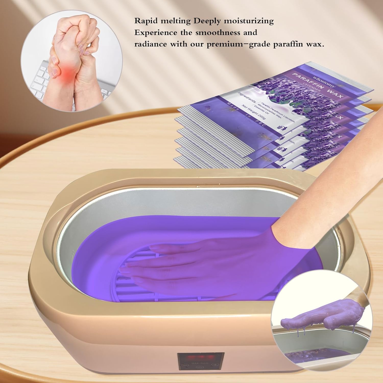 Paraffin Wax Refills, 12 PackParaffin Wax for Hands and Feet, Hot Melt Paraffin Wax Blocks for Paraffin Bath, Lavender Scent + Dry Flowers, Relieves Muscle Fatigue Nourishes Dry Skin - Image 3