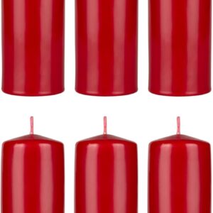 Mega Candles 6 pcs Unscented Solid Dome Top Red Pillar Candles, Hand Dipped Overlay Wax Candle 2 Inch x 6 Inch, Home Décor, Spas, Weddings, Celebrations, Party, Events, Memorials, Vigils, Prayers