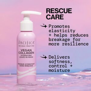 Pacifica Vegan Collagen Leave-In Repair Hair Mask – Leave-In Conditioner Treatment for Dry Damaged Hair, Hydrating Hair Repair Mask to Strengthen, Reduce Breakage & Split Ends Vegan & Cruelty-Free 4oz