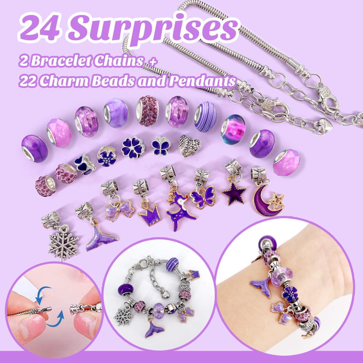 Mermaid & Unicorn Brand 24 Count Mermaid-Themed Kids Bath Bombs Set with Fruity Scents and Surprise Jewelry Inside - Image 2