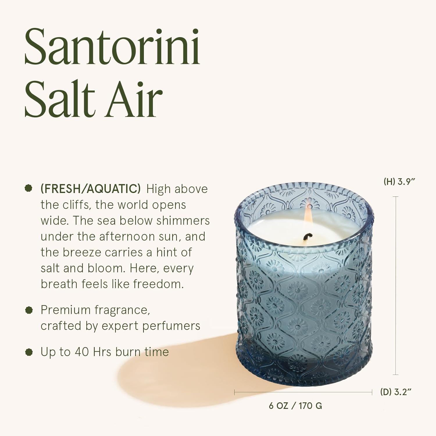 LA JOLIE MUSE 6 oz 40 Hours Burn, Fresh Sea Salt Candles, Santorini Salt Air Candles for Women, Ocean Candle, Summer Candle, Natural Soy Wax Candle - Image 6