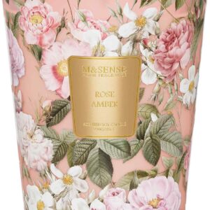 M&SENSE Extra Large Candle Rose Amber Scented, 3-Wick 35oz 150H Long Lasting, Natural Soy Wax Aromatherapy Candle for Stress Relief, Home Fragrance Housewarming Gifts Candle for Home Decor