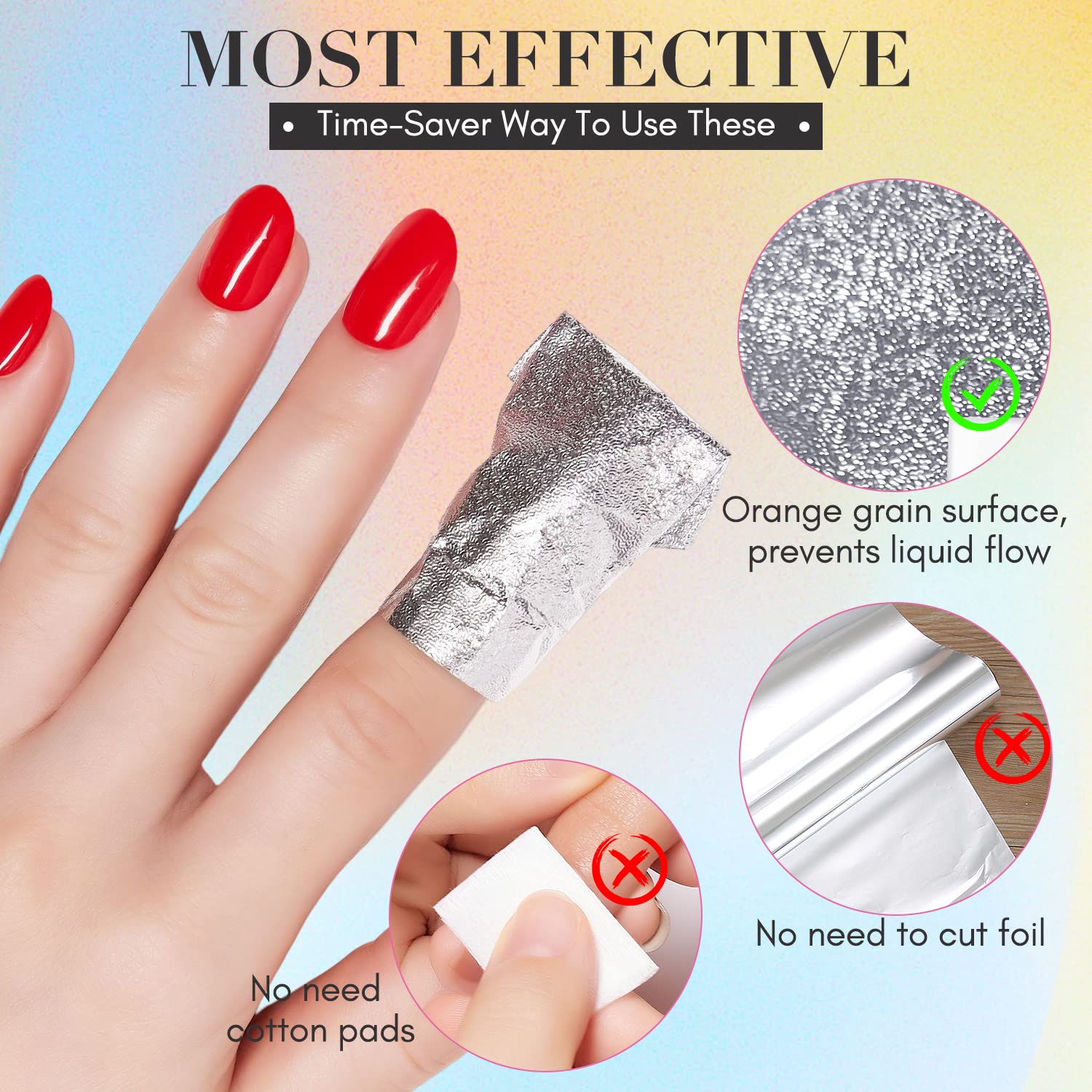 Makartt 200-Piece Large Cotton Pad Gel Nail Remover Foil Wraps Kit with Cuticle Pusher - Image 2