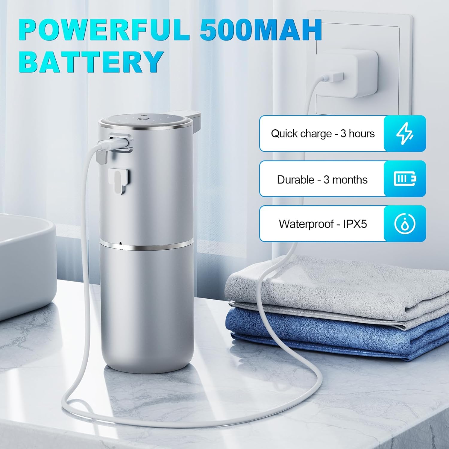 Automatic Touchless Soap Dispenser 380ml Wall Mount USB Rechargeable for Kitchen Bathroom - Image 7