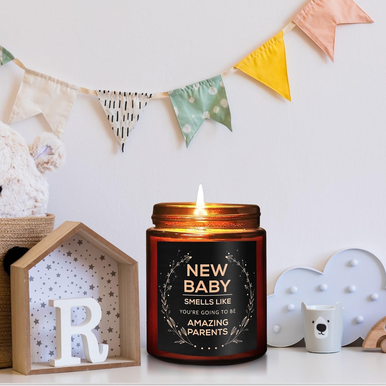 Expecting Parents' Lavender Vanilla Soy Wax Candle - Gender Reveal Gift, 8 oz - Image 5