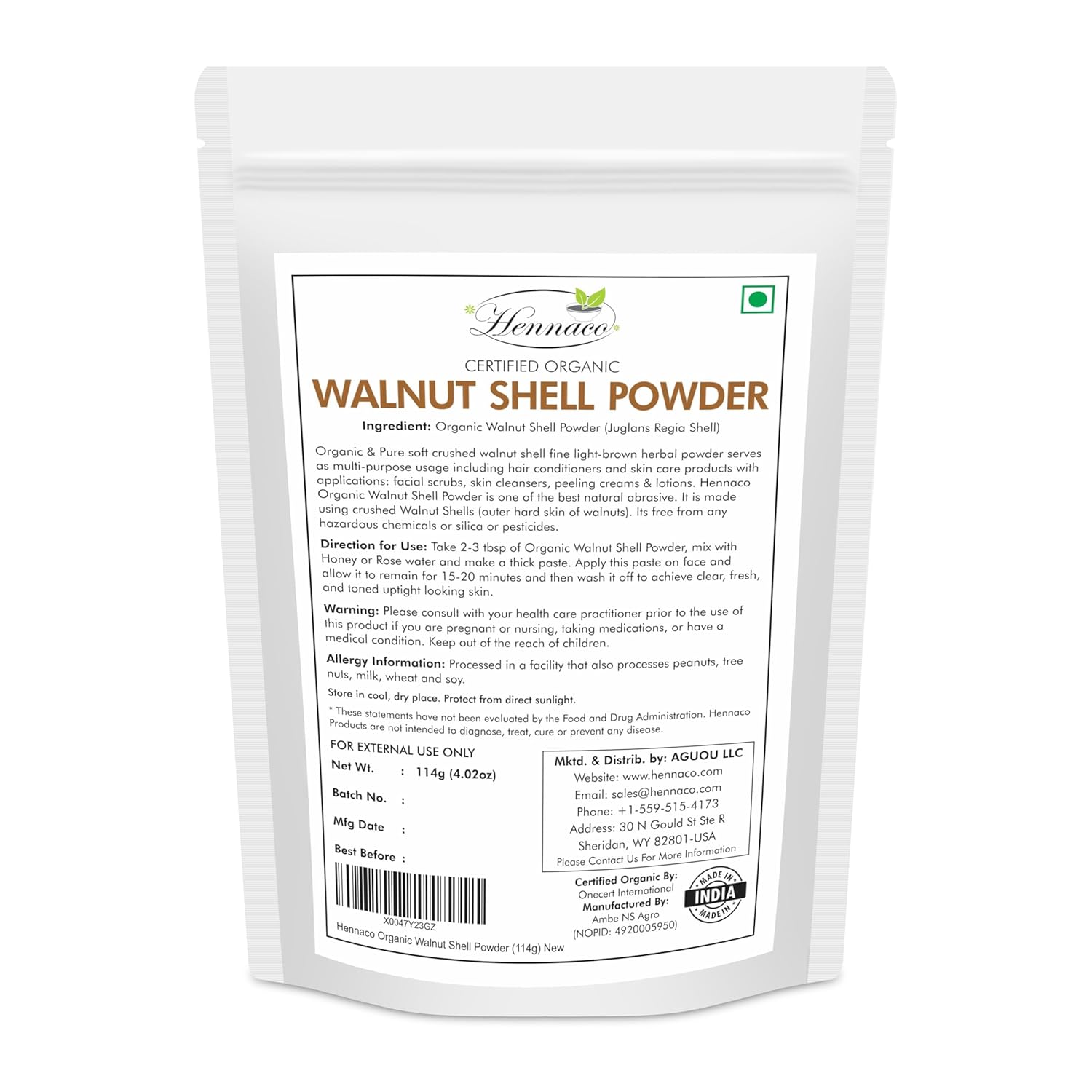 Organic Walnut Shell Powder| Natural Exfoliant | Resealable Zip Lock Pouch | USDA Organic| Pure & Natural Powder for Skin | Suitable for Face, body, & Foot Scrub | 114 Grams (4 OZ) - Image 7