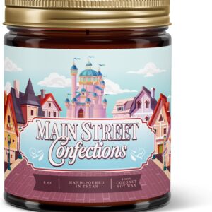 Fantaswick's Main Street Confections Scented Candle | 100% Natural Coconut Soy Wax & Cotton Wick in Amber Candle Jar | Hand-Poured in Texas | 9oz