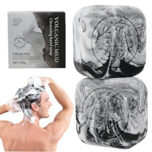 2Pcs Charcoal Soap 100g Volcanic Clay Face Soap for Acne Natural Ingredients Black Charcoal Bar Oil Control Mostuizer for Men Women Scalp, Face ＆ Body Wash Skin CareCharcoal