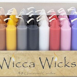 Box of 48 Colored Candles | 4 inches Tall & 3/4 inch Diameter | Witchcraft Supplies for Your Personal Wiccan Altar, Spells, Charms & Intentions | Witchy Room Decor | Taper Candlesticks