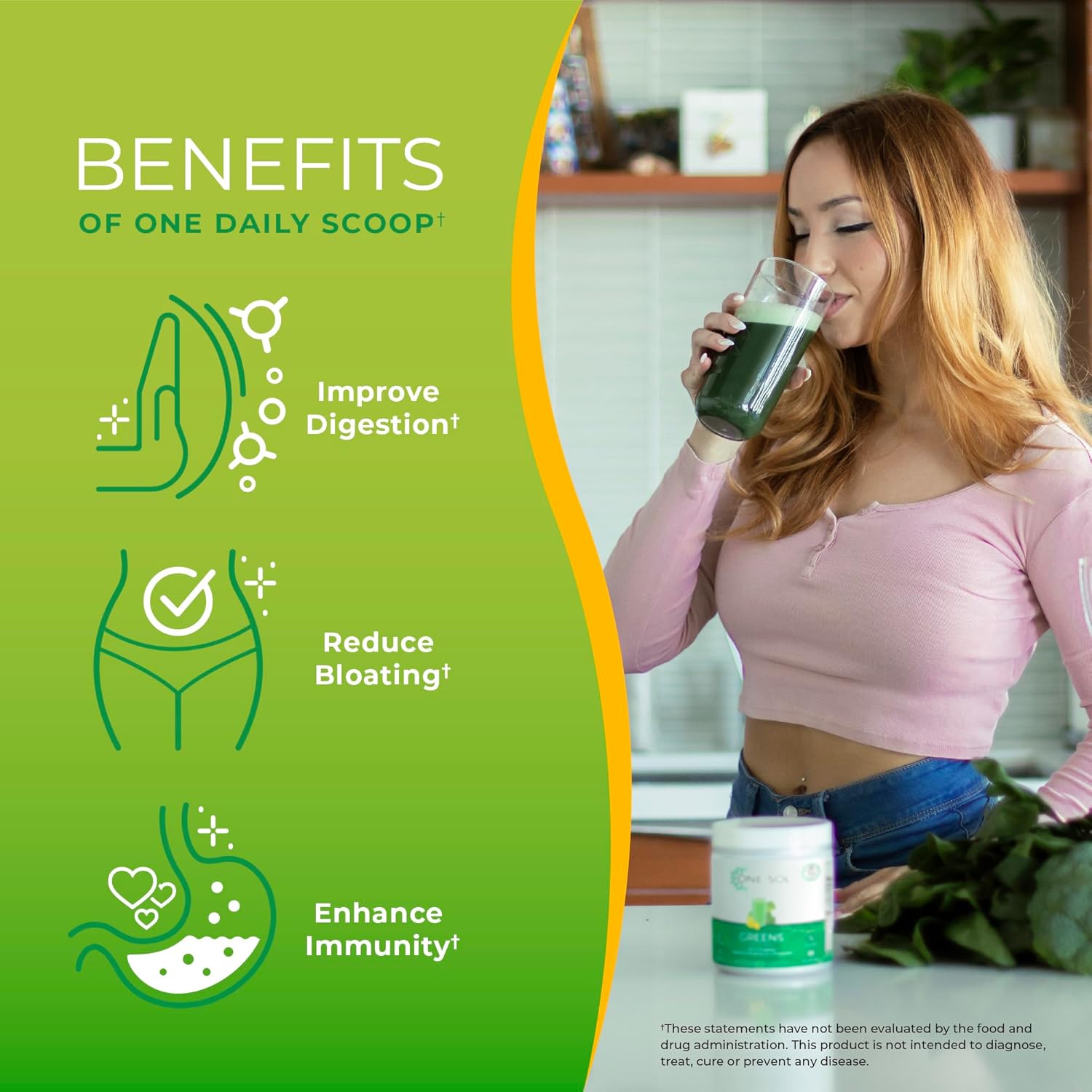 One Sol Greens, Super Greens Powder to Reduce Bloating & Improve Gut Health, Superfood Fresh Bloom Organic Greens Blend Juice & Smoothie Mix, Pre & Probiotic with Digestive Enzymes, Vegan & Soy Free - Image 5