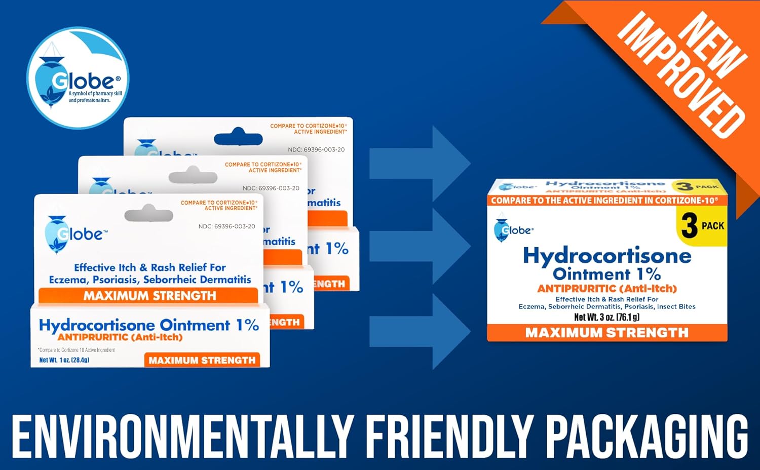 (3 Pack) Globe Hydrocortisone Maximum Strength Transparent Ointment 1%,1 oz, Anti-Itch Topical Ointment for Redness, Swelling, Itching, Rash, Bug/Mosquito Bites, Eczema, Hemorrhoids & More - Image 5