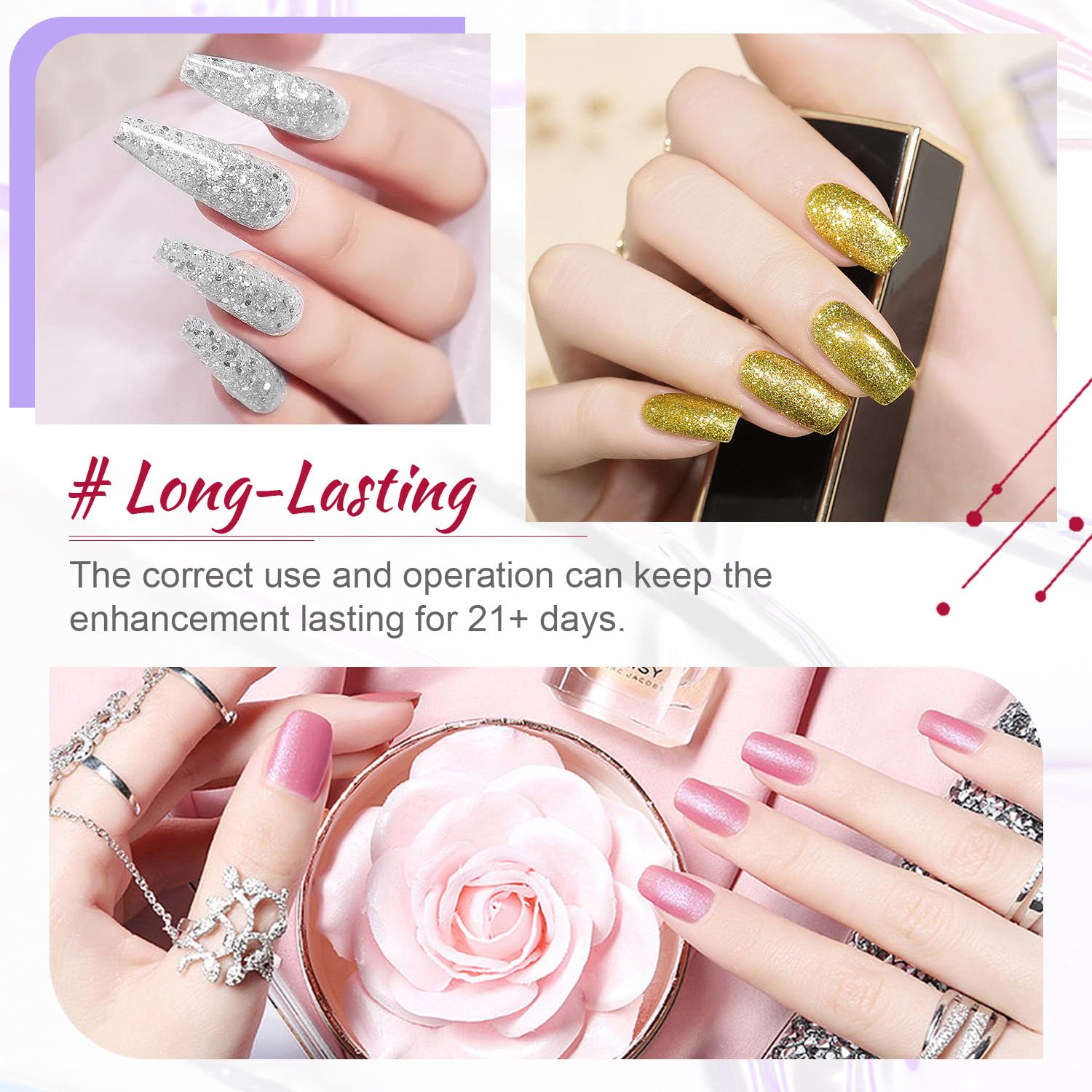 JODSONE 60 Piece Gel Nail Polish Starter Kit 55 Colors with UV Lamp Easy Application - Image 4