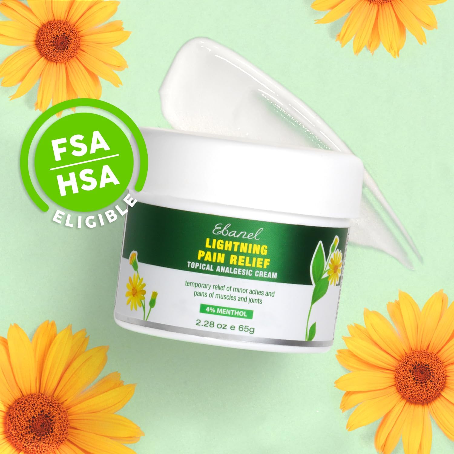 Ebanel Menthol Arnica Pain Relief Gel Cream 4 oz with Hemp and Emu Oils - Image 5