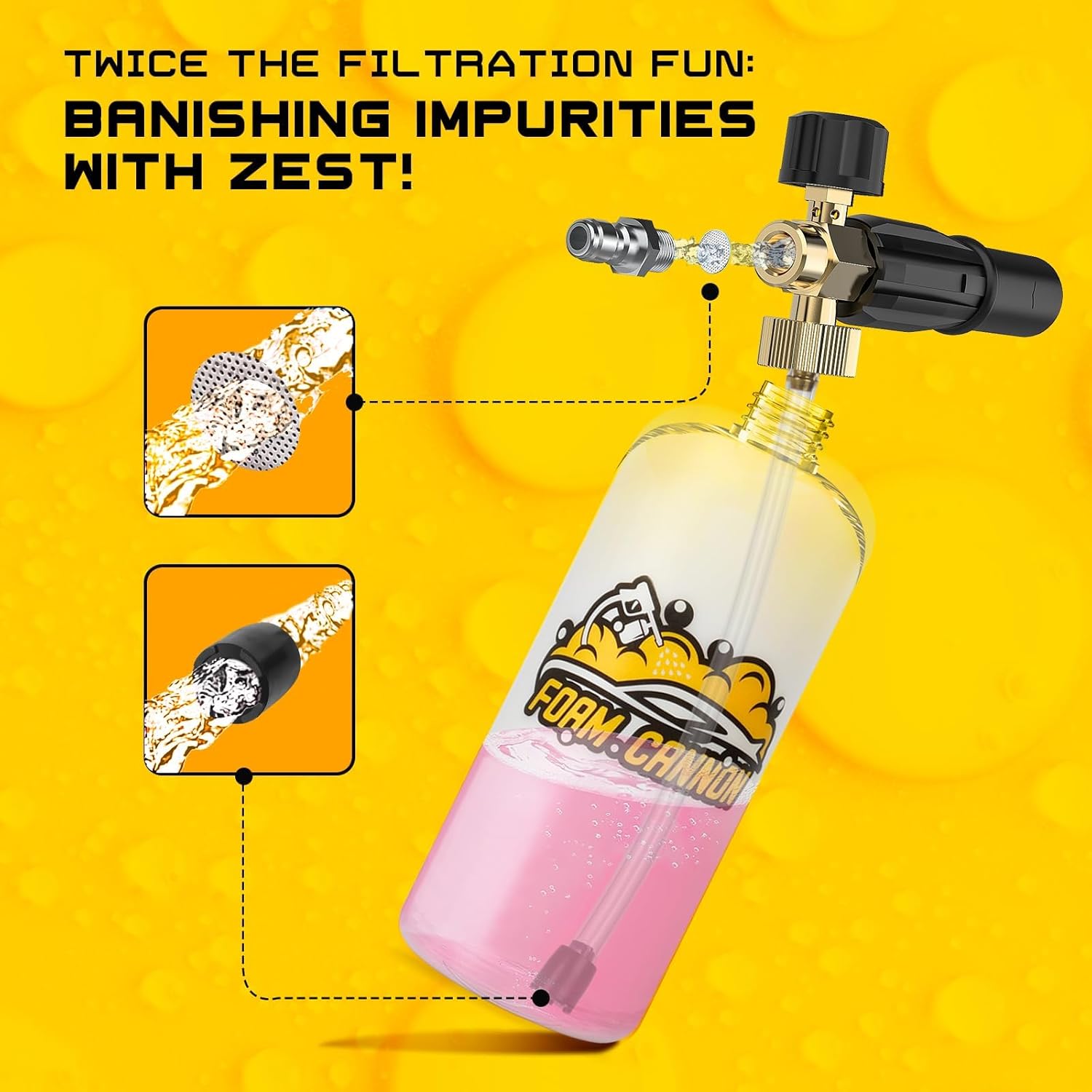 1 Liter Foam Cannon Kit with 5 Nozzle Tips and 1/4 Inch Connector for Pressure Washers - Image 4
