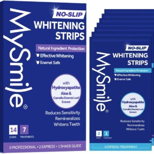 MySmile Teeth Whitening Strips for Sensitive Teeth – 7-Day Treatment Kit, Enamel-Safe White Strips with Hydroxyapatite, Natural Soothing Ingredients, No-Slip, No-Residue, Fast Visible Results