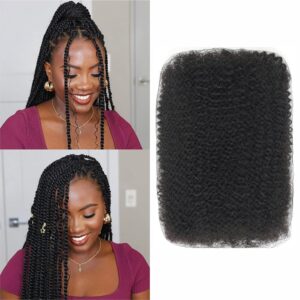 Afro Kinkys Bulk Human Hair For Dreadlock Extensions, Loc Repair, Afro Kinky Bulk Human Hair for Twists Microloc Braids 8 Inch 50Gram/Pack Color 1B(1B,8inch)