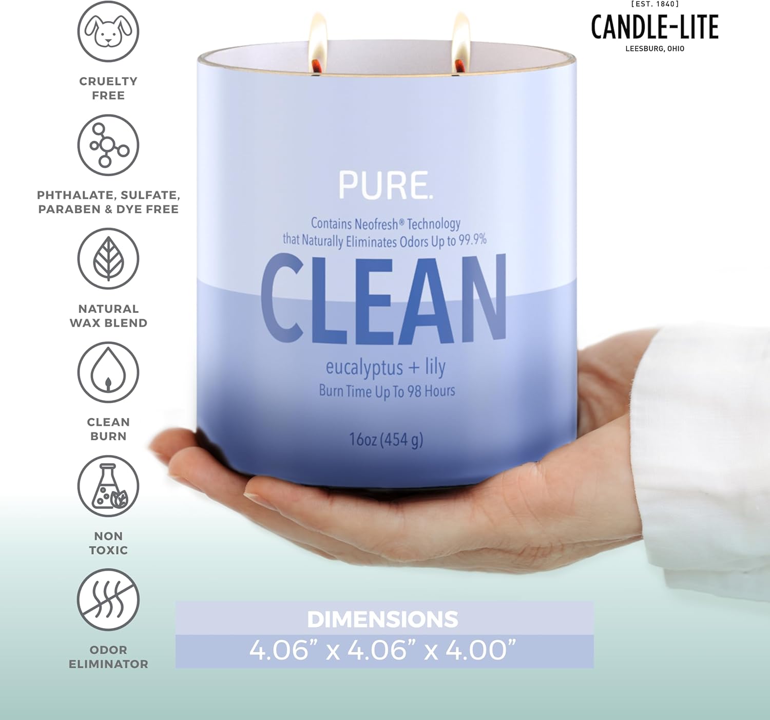 Candle-Lite Eucalyptus Lily Scented Jar Candle 16 oz 2-Wick Long Burn Time - Image 3