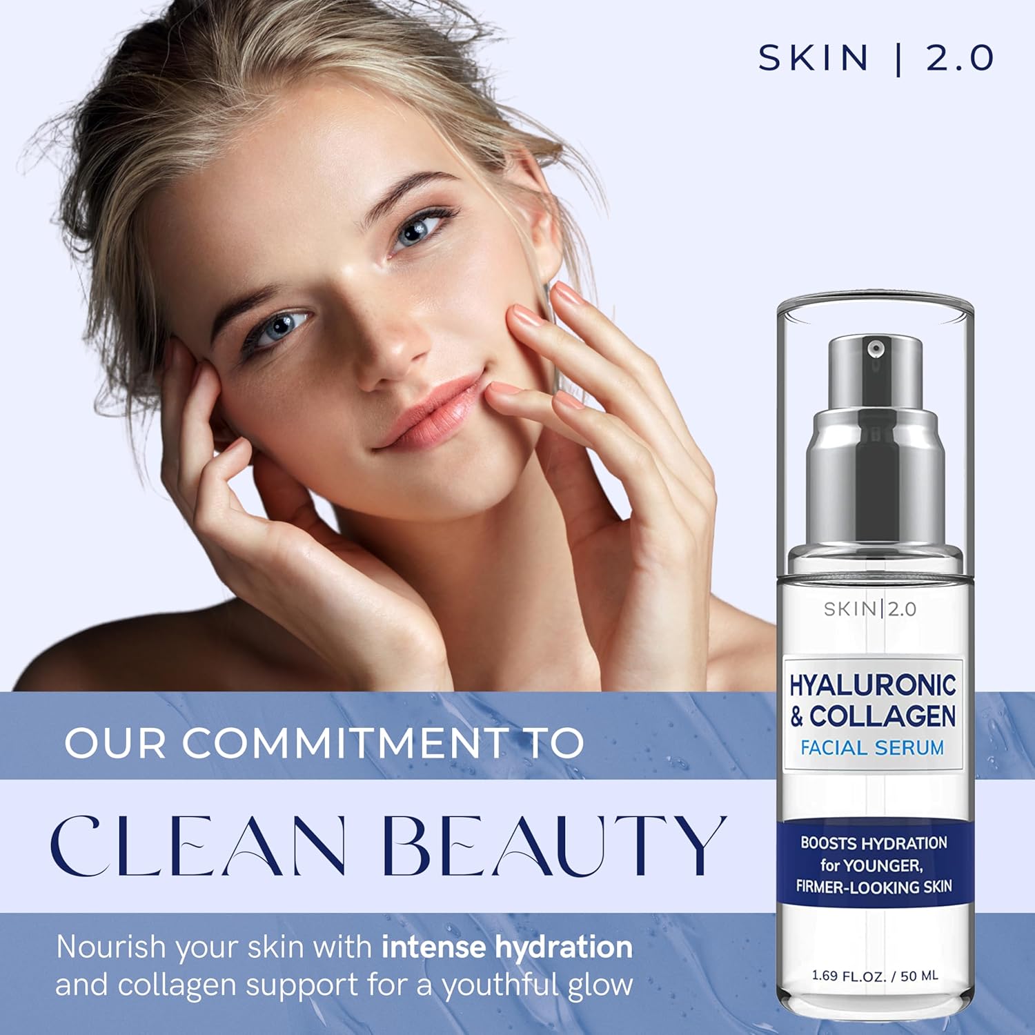 Hyaluronic Acid & Collagen Face Serum - Dermatologist Tested, Skin Tightening, Hydrating - Anti-Aging, Clean Beauty, Cruelty-Free Korean Skincare for All Skin Types - 1.69 Fl oz - Image 2