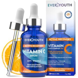 Vitamin C Serum for Face 20% Hyaluronic Acid, Niacinamide, Vitamin E, Collagen Peptides - Skin Brightening Solution for Wrinkles, Dark Spots, Fine Lines - Anti Aging Stem Cell Serum for Face, 1 oz