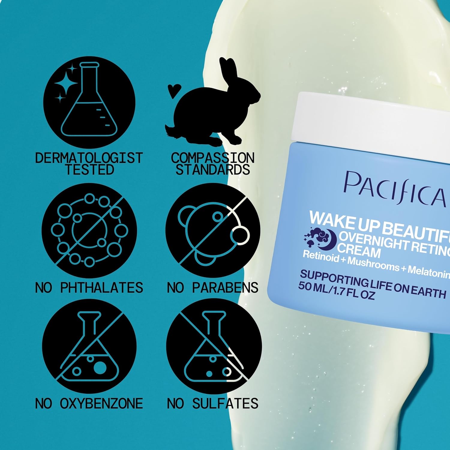 Pacifica Wake Up Beautiful Retinoid Night Cream – Overnight Anti-Aging Moisturizer with Hyaluronic Acid & Melatonin, Reduces Wrinkles & Fine Lines, Hydrating and Gentle for Dry or Mature Skin, Vegan - Image 5