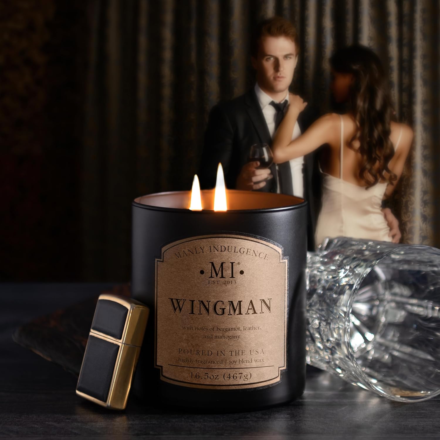 Manly Indulgence Wingman 2 Wick Soy Wax Candle, 16.5 oz, 60 Hour Burn - Image 3