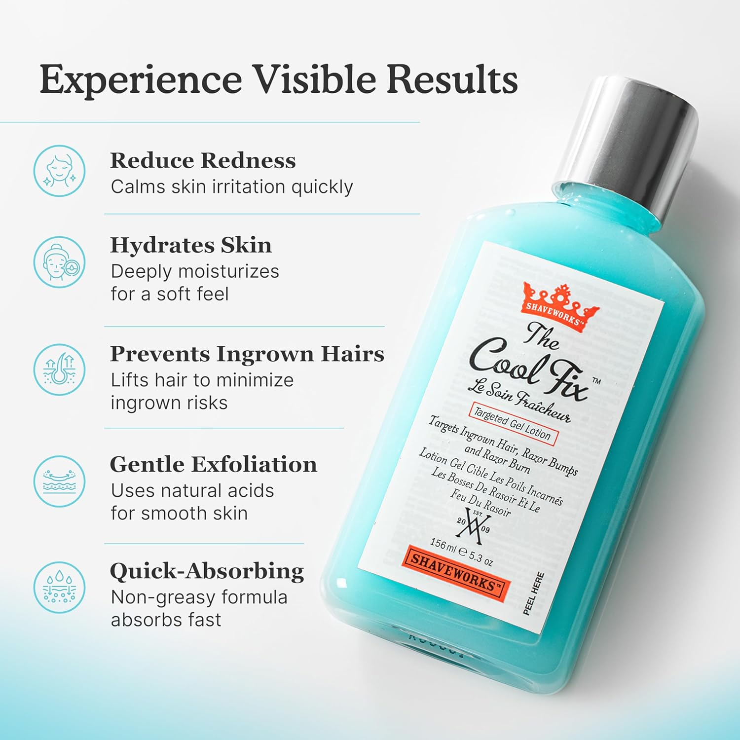 Shaveworks The Cool Fix Aftershave for Women: Pubic Hair Removal, Razor Bumps, Razor Burns, Ingrown Hair Treatment – After Shaving Post Waxing Bikini Area Moisturizing Skin Care Gel 5.3 Fl Oz - Image 5